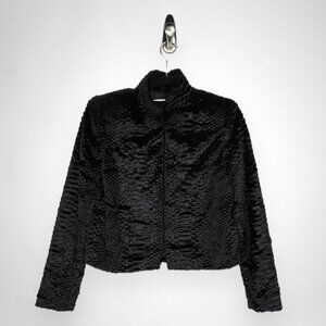 ALICE + OLIVIA Andie Faux-Fur Black Jacket XS